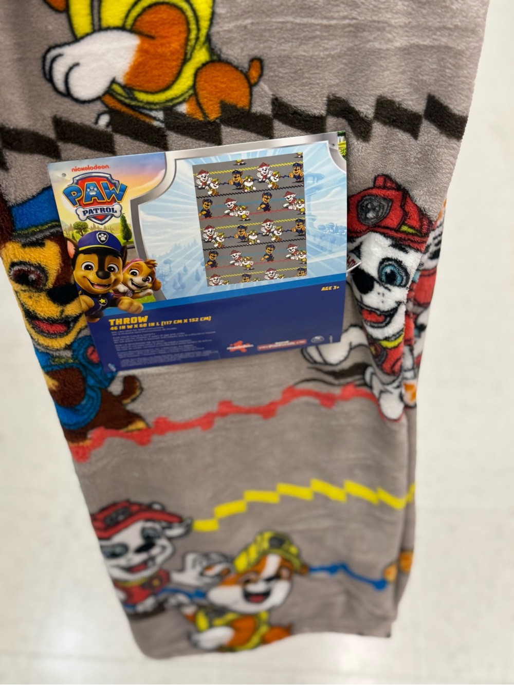 Paw Patrol Plush Throw Blanket - Grey with Multi-Color Characters